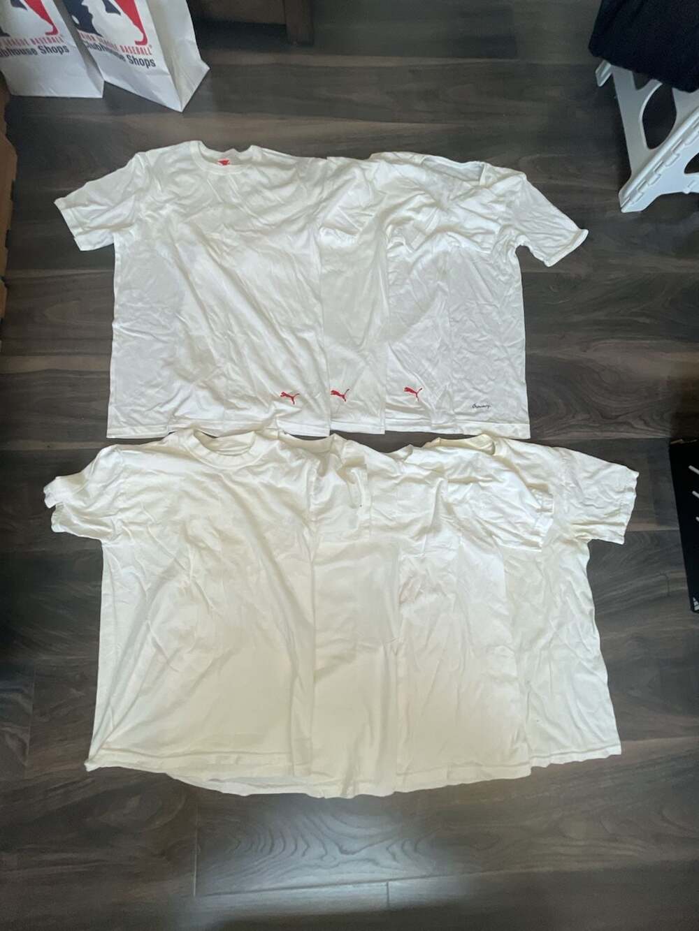 Lot of 8 White Puma and Champion Basic T-Shirts